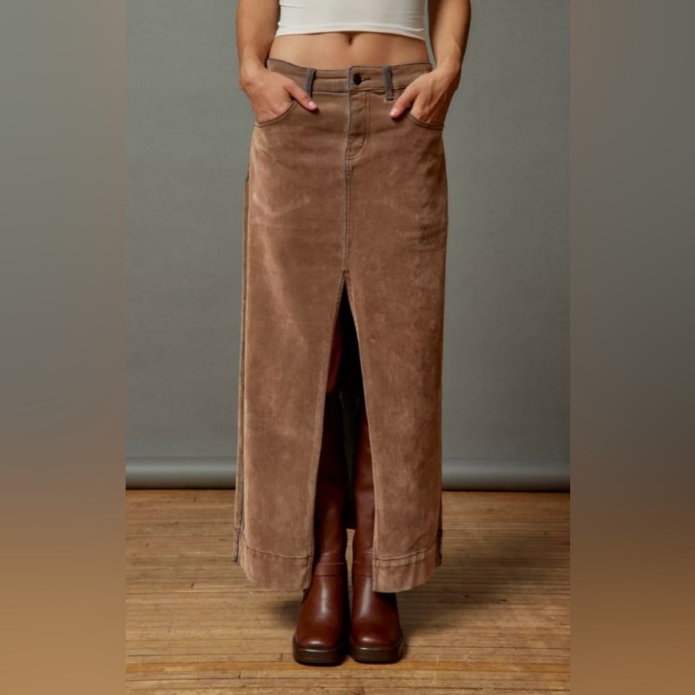 BDG Urban Outfitters Mandi Maxi Denim Flocked Skirt